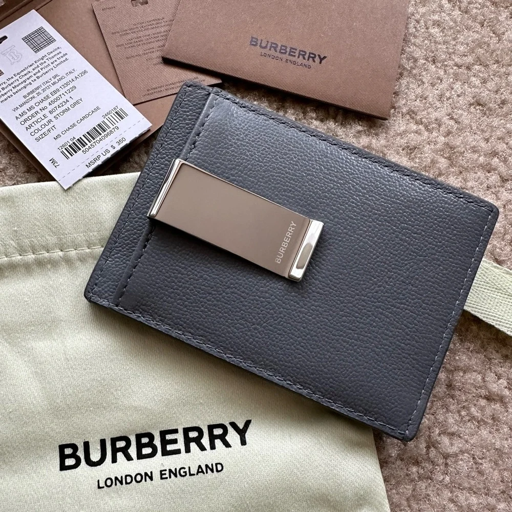 Burberry mens Leather Ms chase cardcase gray